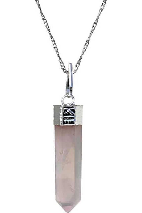 Rose Quartz Crystal Point Pendant Necklace