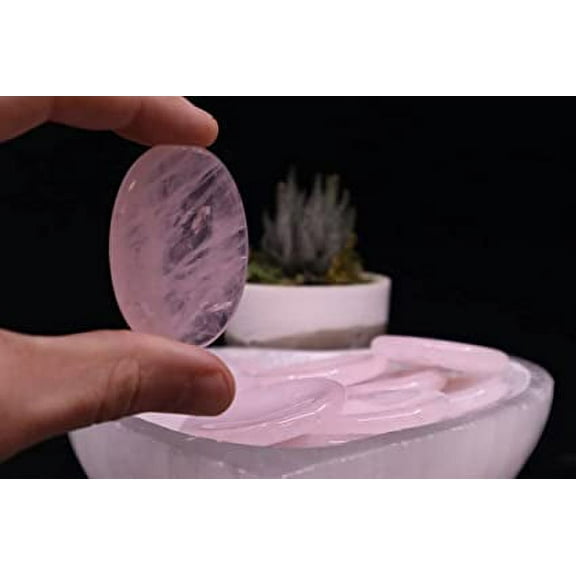 Rose Quartz Crystal Thumb Worry Stone for Anxiety
