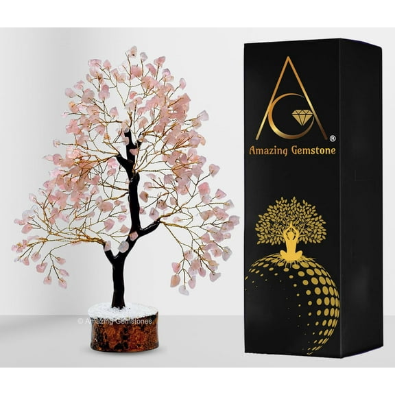 Rose Quartz Crystal Tree - Healing Crystal Bonsai Tree Room Decor Office Desk Decor