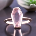 thumbnail image 1 of Rose Quartz Enegagement Ring Rose Gold Plated Bezel Set Solitaire Jewelry Coffin Cut Pink Gemstone Ring Christmas Gift Ring, 1 of 4