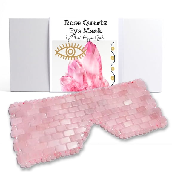This Hippie Girl Rose Quartz Handcrafted Brazilian Crystal Eye Mask for Puffy Eyes and Stress Relief