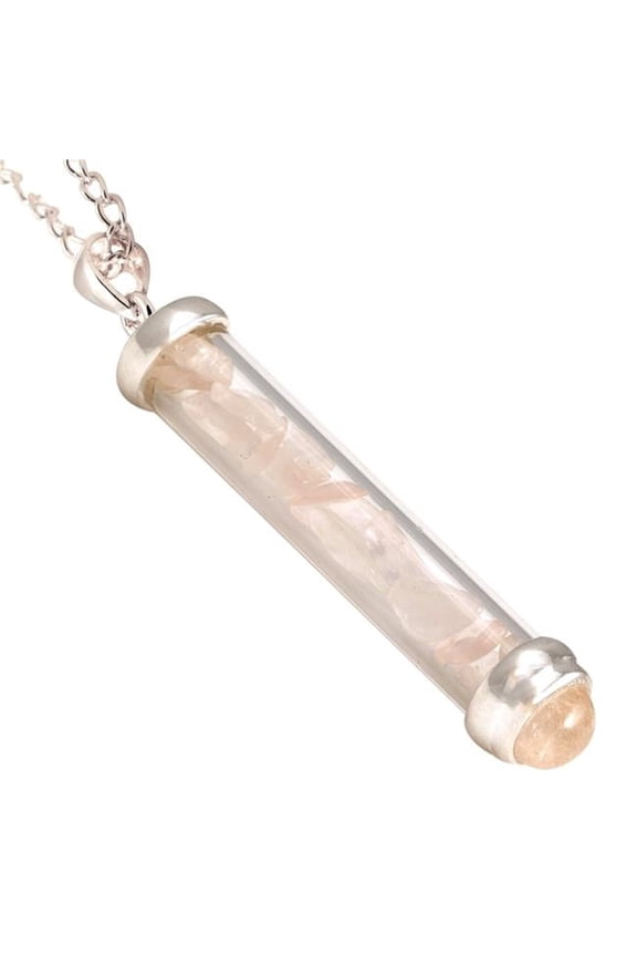 Rose Quartz Gem Power Vial Pendant for Love