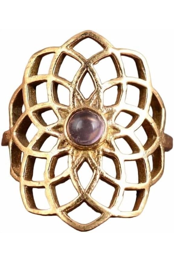 Rose Quartz Gemstone Ring, Natural Rose Quartz Ring, April Birthstone, Floral Mandala Design Ring, Womens Ring, Gold Micron Ring, 925 Sterling Silver, Handmade Jewelry, Bohemian Ring, Engagement