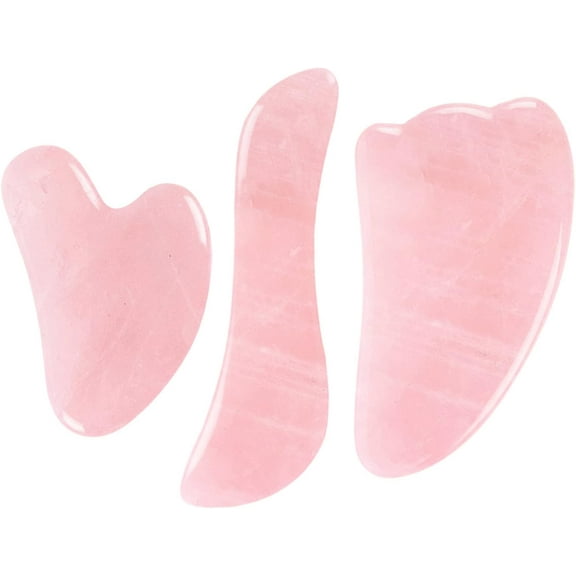 Rose Quartz Gouache Scraper Gua Sha Massage For Face Natural Gouache Stone GuaSha Massage Tools Body Facial Jade Massager Set,Whole Set No Box