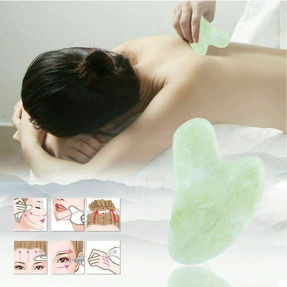 Rose Quartz Gua Sha Facial Massage Tool | Natural Quartz Stone Scraper | Anti-Aging Face Neck Body Massager | Stress Relief | 8x5.8cm | Improve Skin Tone | 1pc