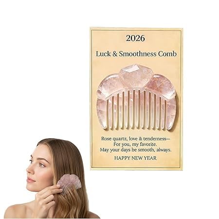 Rose Quartz Hair Comb, Hand Carved Cloud Shape Crystal Gua Sha Comb for Smooth Detangling & Scalp Massage, Portable Hair Care Tool for Daily Use, Women Gift