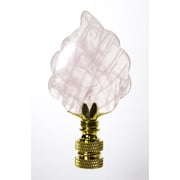 Rose Quartz Leaf Lamp Finial with Polished Brass Base 3"h