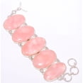 thumbnail image 1 of Rose Quartz - Madagascar Gemstone 925 Silver Plated Bracelet 7.99" A354, Valentine's Day Gift, Birthday Gift, Beautiful Jewelry For Woman & Girls, 1 of 1