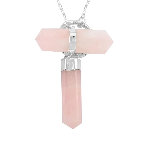 Rose Quartz Mix Silvertone Pendant Necklace for Women Jewelry Size 35" Ct 95.53 Birthday Gifts for Women