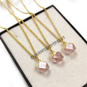 Charms And Spells Rose Quartz Pendant, 14K Gold Plated, Pink Crystal Jewelry for Women, Love, Trust & Friendship Gift, January Birthstone