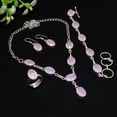 thumbnail image 1 of Rose Quartz Gemstone Necklace Set Handmade Adjustable Chain Jewelry Oval Shape, 1 of 3