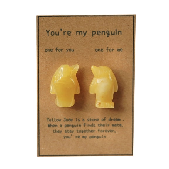 Rose Quartz Penguin Gift for Him & Her – Matching Couple Anniversary or Wedding Keepsake, Romantic Long Distance Love Reminder for Girlfriend Boyfriend Wife Husband, Easter Gift
