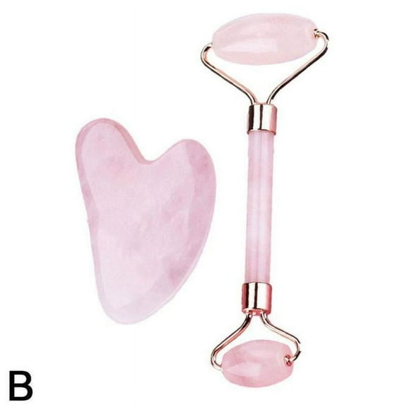 Rose Quartz Resin Roller & Gua Sha Face Body Therapy Massager Z6X1