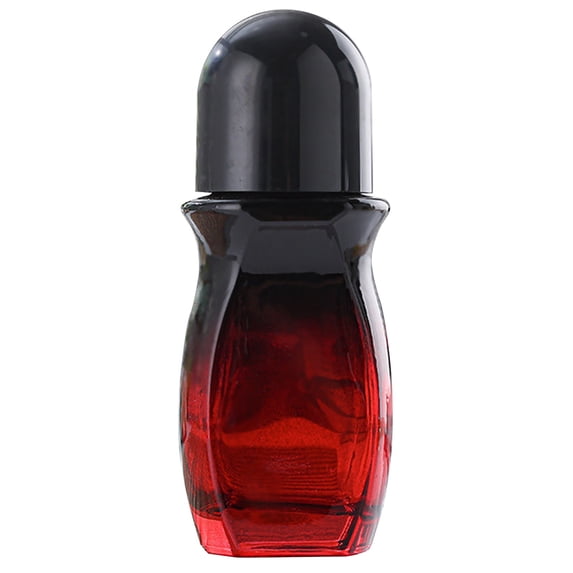 Rose Quartz Roller Bottle,Refillable Roll On Bottles with Roller Ball,Frosted Transparent Glass Rollerball Deodorant Container,Leak-Proof Essential Oil Perfume Glass Roller Bottles (Red Black 30ml)