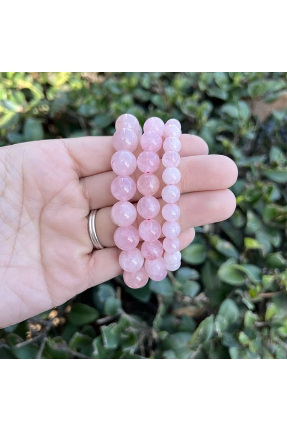 Rose Quartz Stretch Bracelet Stack of 3 Bracelets| Natural Gemstone of Love and Healing | 8mm, 10mm and 12mm