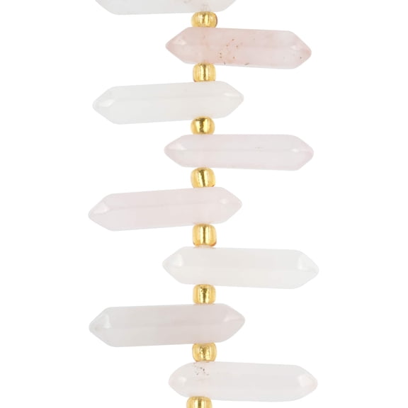 Bead Landing Rose Quartz Spike Beads - Assorted Sizes (4.5mm x 17mm to 6.5mm x 26mm) for DIY Jewelry Making, Bracelets, Necklaces & Crafts, 6 Pack (84 Total Beads)