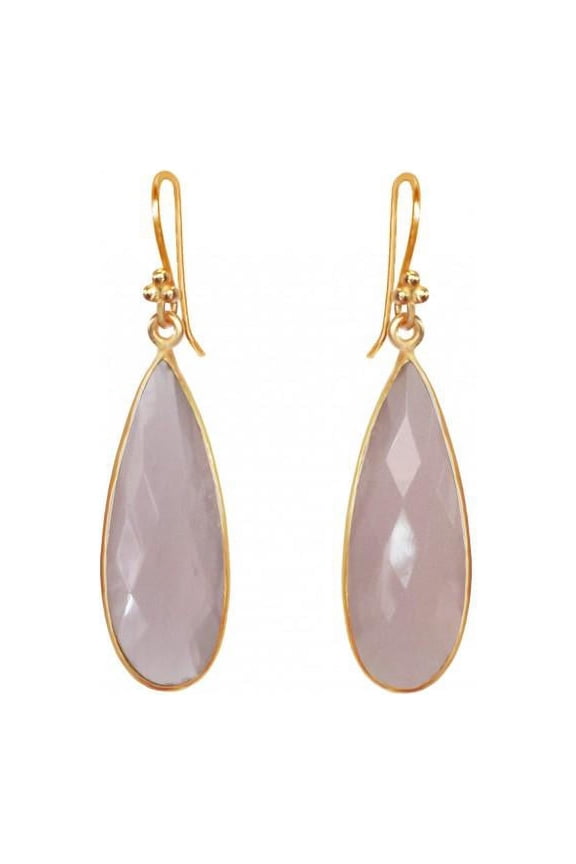 Rose Quartz Teardrop - 14k Gold Vermeil Earrings