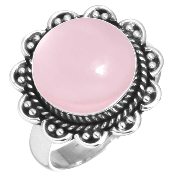 Rose Quartz Women Jewelry 925 Sterling Silver Ring