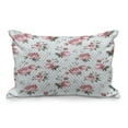 thumbnail image 1 of Rose Quilted Pillowcover, Blooming English Rose Watercolor Painting Style Garden Shabbym Wild Flowers, Standard King Size Accent Pillow Cover Bedroom, 36" x 20", Reseda Green Pink, by Ambesonne, 1 of 2