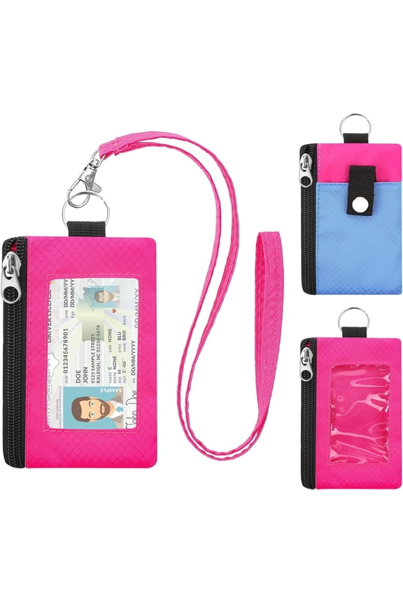 Rose RFID Blocking Lanyard Wallet Card Holder Coin Purse with Keychain