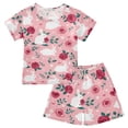thumbnail image 1 of Rose Rabbit Love Summer Pajama Set Soft Cotton Short Sleeve Sleepwear 2PCS Pajama Sets Breathable Lounge Set Size 12Y, 1 of 7