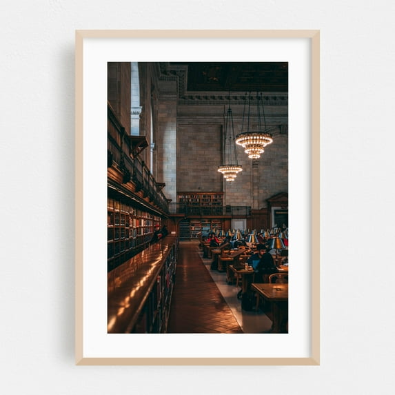 Rose Reading Room, NYPL 02 - Manhattan New York Photography Oak Framed Wall Art Print 16 x 20 inches