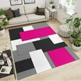 thumbnail image 1 of Rose Red Black Gray Block Area Rug, Abstract Geometric Square Background Large Rugs, With Anti-Slip Backing Washable Indoor Carpet For Living Room Bedroom Study Dining Room 2' x 3', 1 of 6