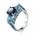 thumbnail image 1 of Rose Red Blue Zircon Band Women's 925 Silver Engagement Wedding Ring Size 6-10, 1 of 4
