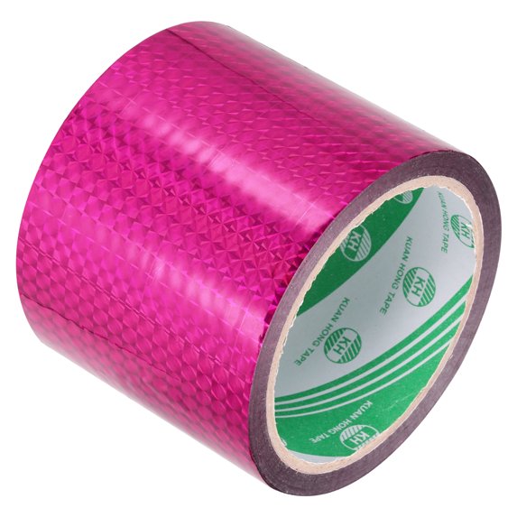 Rose Red Check Pattern Metalized Tape 3.2 Inch x 55 Yards Decor Tape for Detailing Accent Wall, Graphic Arts