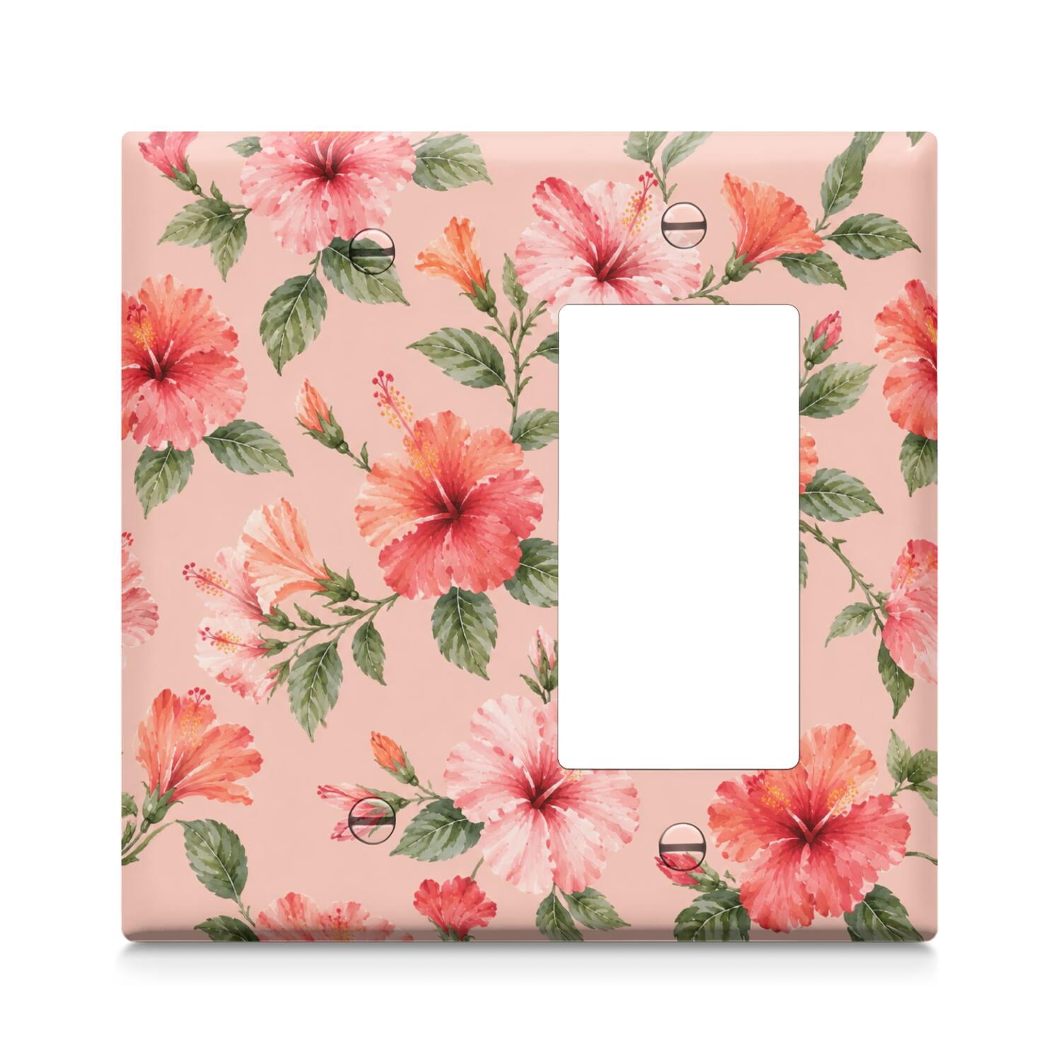 Rose Red, Coral Orange and Tan Decorative Art Blank 1-Gang Blank Wall ...