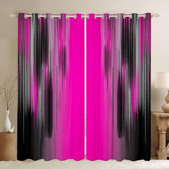 Rose Red Curtains for Bedroom Living Room (2 Panels, 42 x 63 Inch) Modern Art Darkening Drapes Decor Vintage Messy Rust 30%-50% Blackout Curtains Gradient Stryle Window Treatments