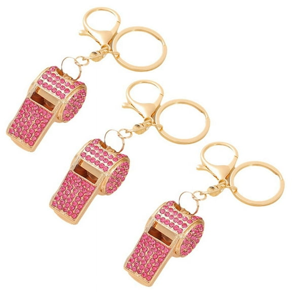 Rose Red Exquisite Diamond-Encrusted Referee Whistle Key Chain Metal Pendant