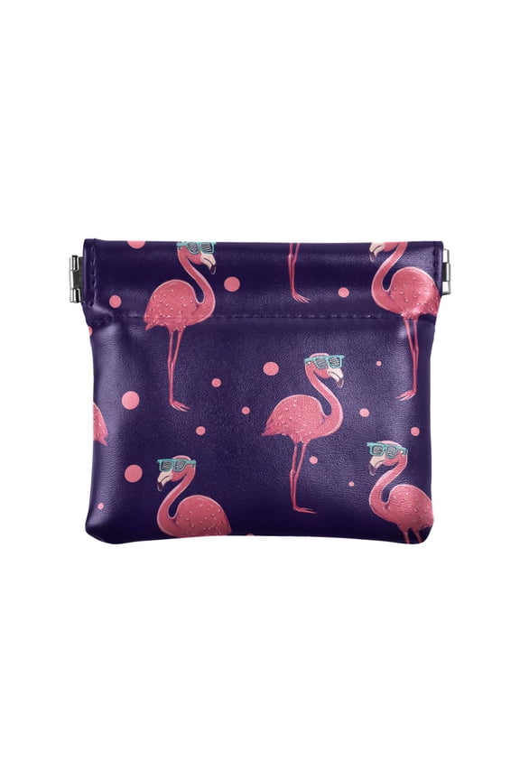 Rose Red Flamingo Wallet Small PU Leather Change Pouch Wallet for Women