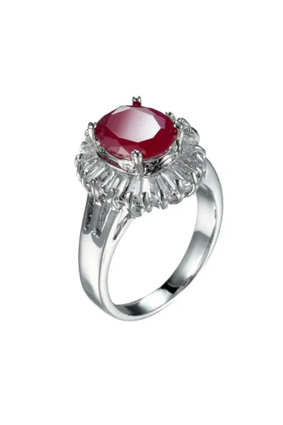 Rose Red Flower Rings for Women's 925 Silver Wedding Anniversary Ring Size 6-10