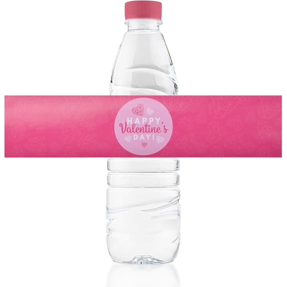 Rose Red Heart Water Bottle Labels, 50pcs Valentine's Day Bottle Label Stickers Self Adhesive Covers Couple Dating Party Supplies