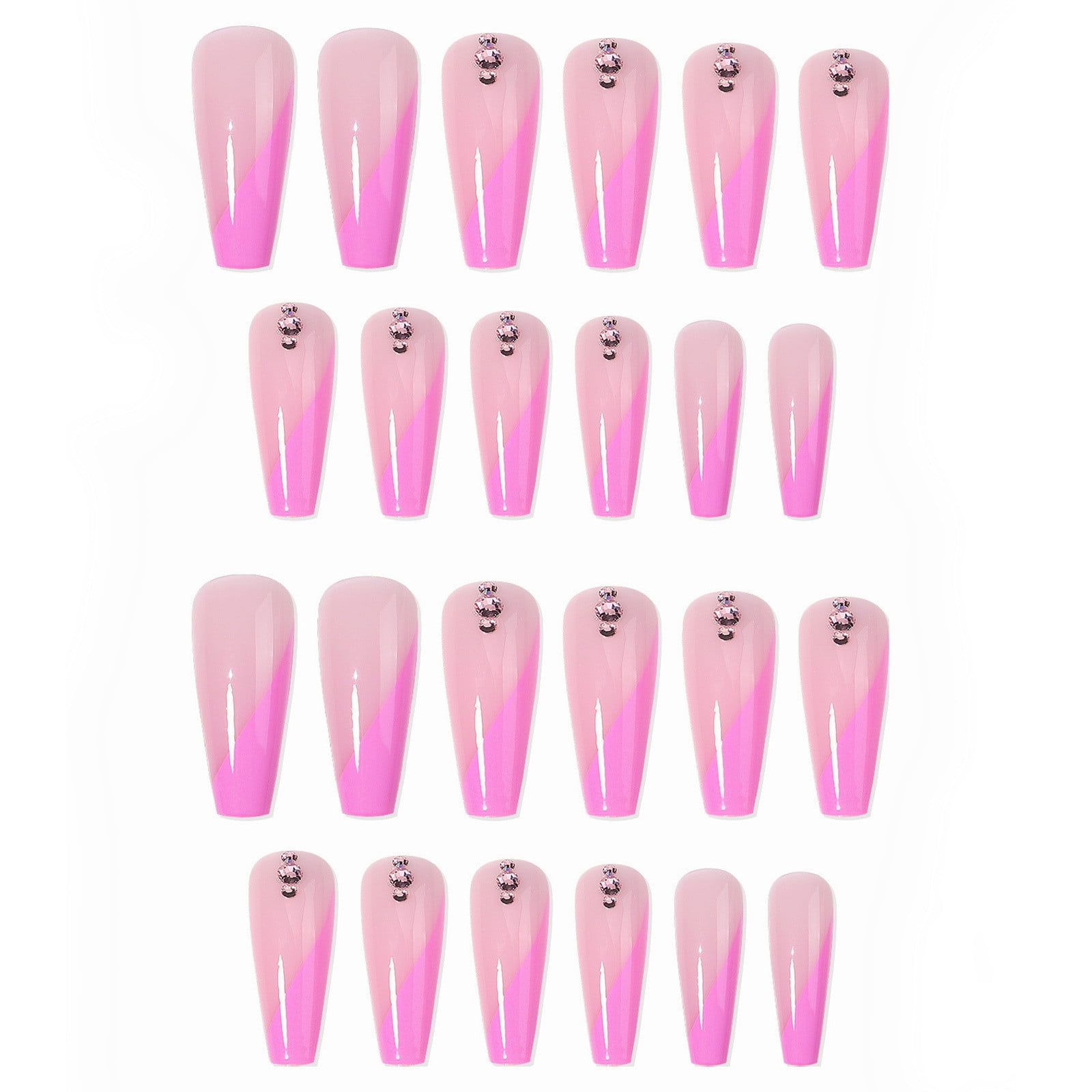 Rose Red Long Point Drill Removable False Nail Patch For Women Who