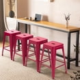 thumbnail image 1 of 24" Metal Bar Stools Set of 4, Counter Height Stackable Backless Stools, Square Seat, Up to 300 lbs Weight Capacity, Indoor Outdoor Use ( Rose Red ), 1 of 8