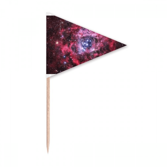 Rose Red Monoceros Rosette Nebula Pattern Toothpick Triangle Cupcake Toppers Flag