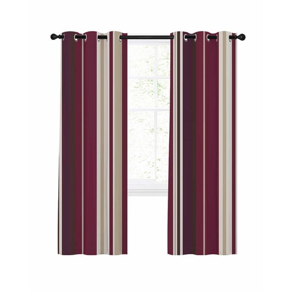 Rose Red Purple Stripes Blackout Curtains, Light Blocking Print Window Curtains, Farmhouse Colorful Abstract Lines Thermal Insulated Window Drapes for Living Room 2 Panels, 84"W x 63"L