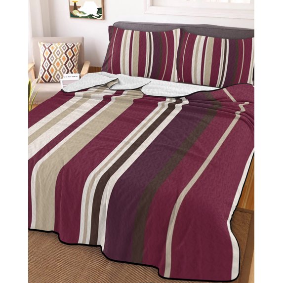Rose Red Purple Stripes Twin XL Size Down Alternative Comforter,Lightweight Comforter Quilt Bedding Set with Pillow Shams Farmhouse Colorful Abstract Lines Bed Comforter Duvet Insert 68"x98"