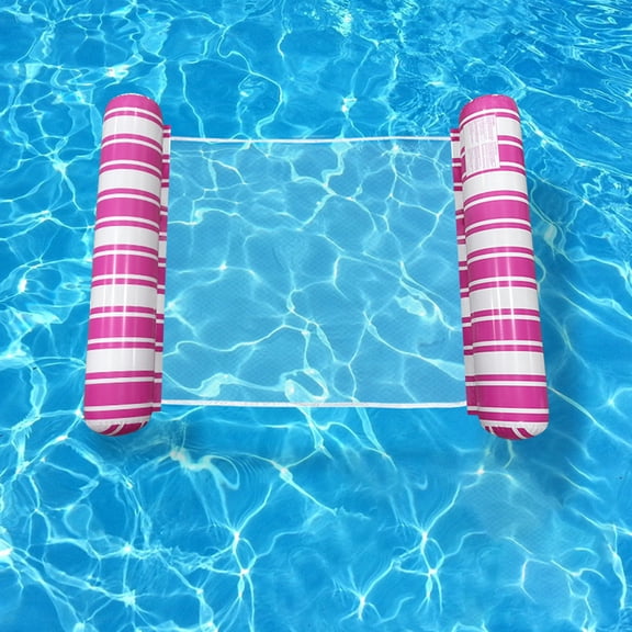 Rose Red Striped Thickened Inflatable Double Swimming Pool Float Foldable