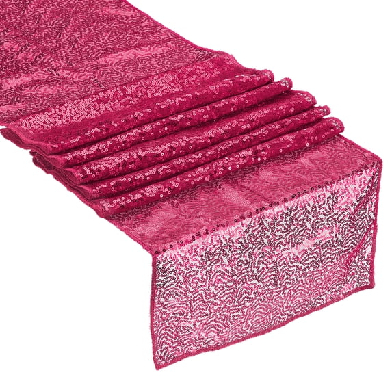 Rose Red Table Runner 108" x 12", Long Shining Sequin Table Runner, 2Pcs