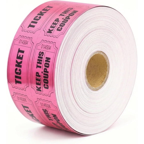 Rose Red Tickets 1 Roll 1000 Metallic Foil Raffle Tickets Events, Carnivals, Contests, Entry Prizes & Class Rewards (Rose red)