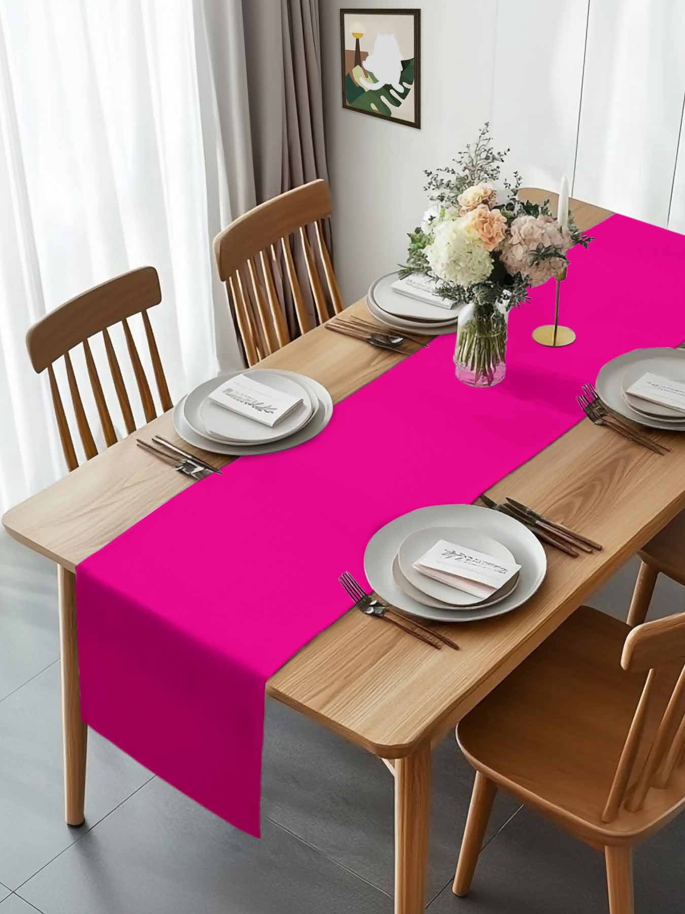 Rose Red Watercolor Table Runner 90 Inches Long, Solid Color Table Runners Tabletop Scarf Kitchen Dining Tables Decoration for Home Party Indoor Outdoor