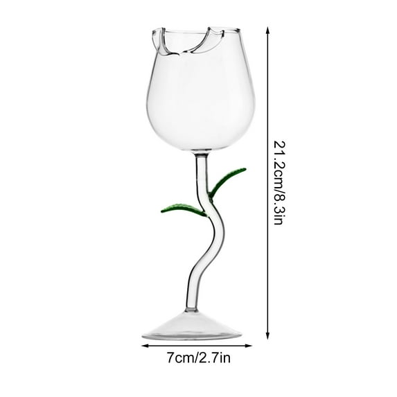 Rose Red Wine Glass with Floral Design | 150ml Tall Stemware for Red Wine, Cocktails & Spirits | Elegant High-Foot Glass Cup | 1-Piece