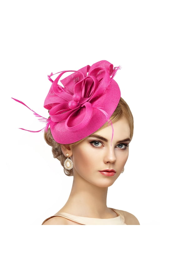 Rose Red Women's 1920s Style Derby Hat Tea Party Fascinator with Hair Clip
