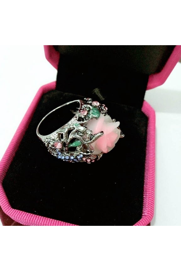 Rose with Ring Jewelry Exaggerated RingsWith Ring Rose Exaggerated RingsWith Exaggerated Ring Jewelry Rose RingsRose with Ring Exaggerated Jewelry,5.44 cm,Multicolor