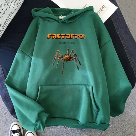 Factorio Cartoon Hoodie with Pocket Retro Sweatshirt Long-sleeved Clothing Moletom Simplicity Pullovers Tops