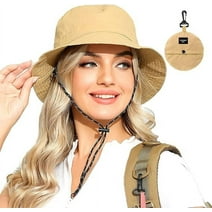 Rose Round Packable Bucket Hat Women Outdoor Waterproof Fishing Hat Summer Lightweight Men UV Protection Sun Hat（Khaki）