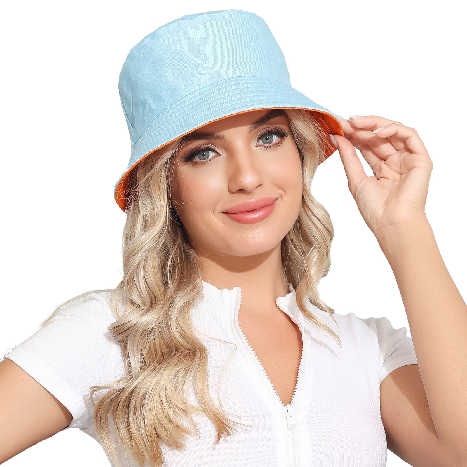 Sun Hats Women Summer Double Side Bucket Solid Color main image 0